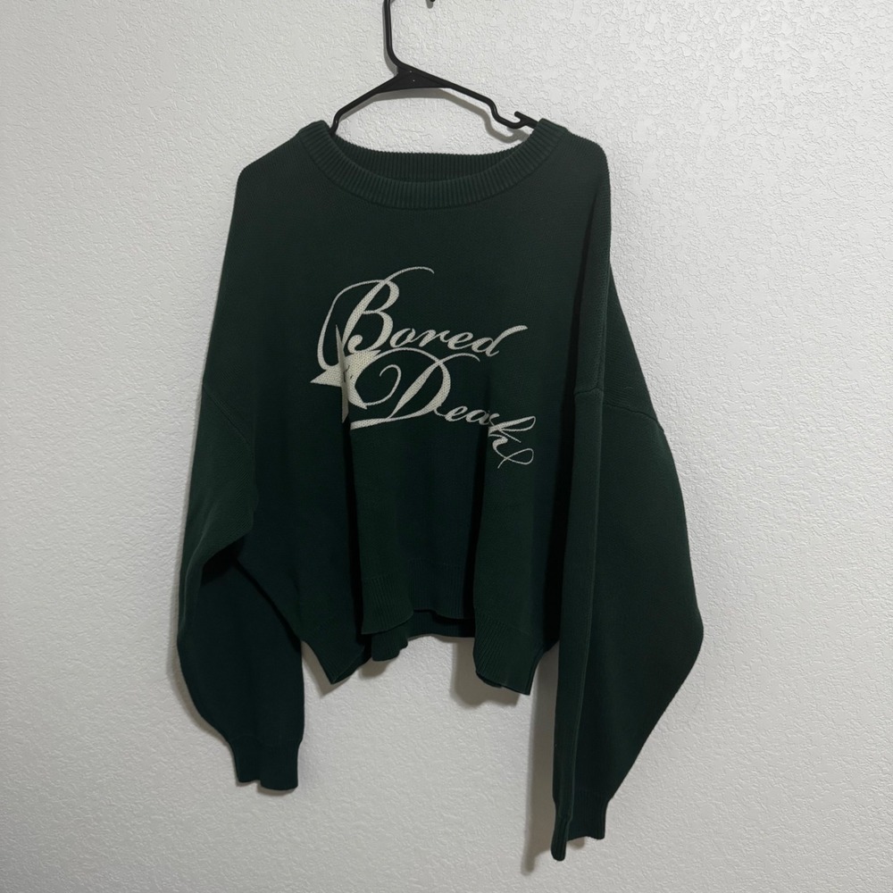PacSun Bored to Death Graphic‎ Sweater XL Green Cotton Knit Streetwear